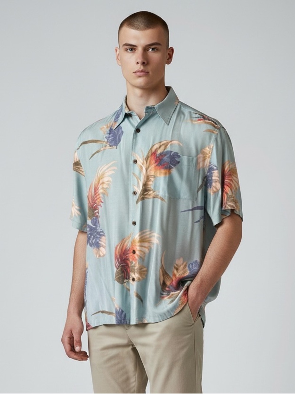 EUC Tommy Bahama Tropical Print Men's Silk Shirt Size L